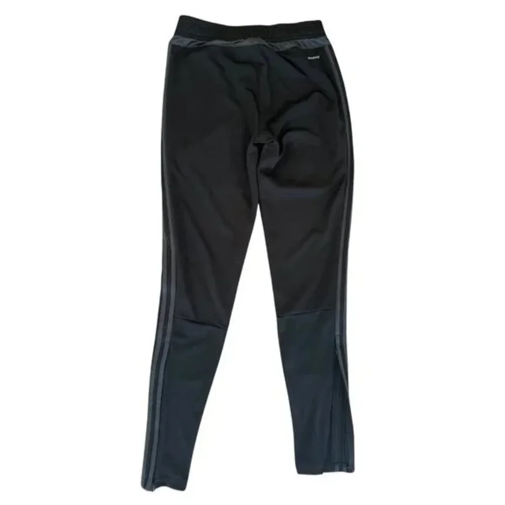 adidas Black Tricot Track Pants XS Tapered Zip Athletic Joggers